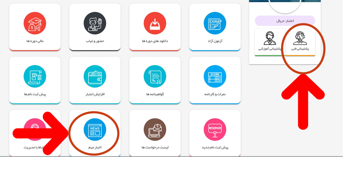 مراحل مشاهده پیام در سایت